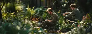 a landscaper reviewing their website and strategically linking pages together for maximum reach.