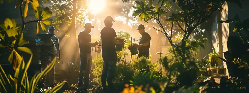 a group of landscapers showcasing their work in a video advertisement.