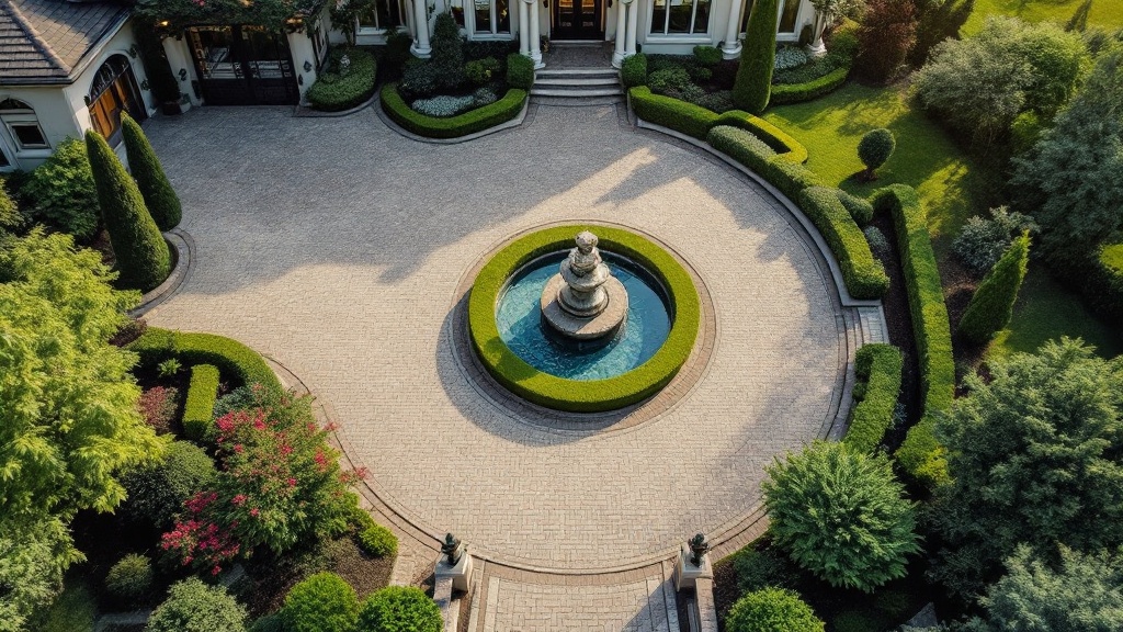 Aerial view of manicured residential property