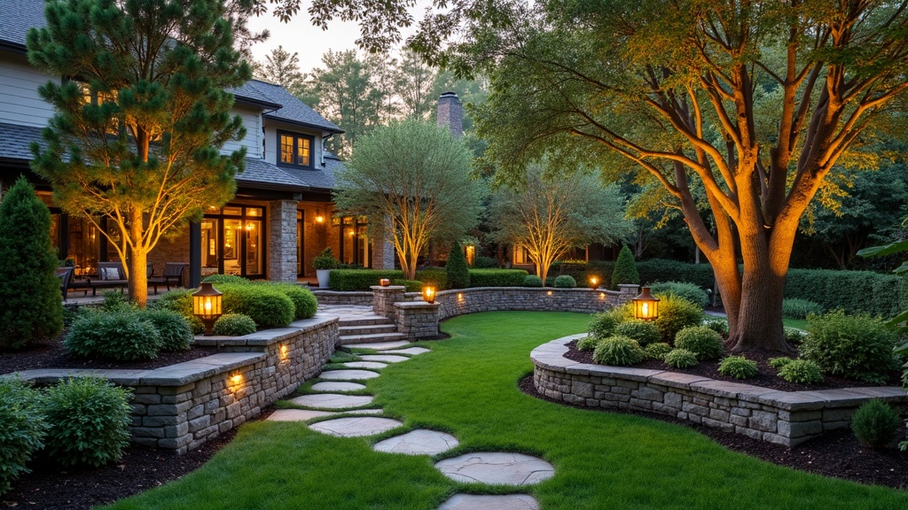 Atlanta, GA stone retaining wall and garden