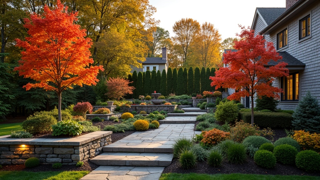 Boston, MA stone retaining wall and garden