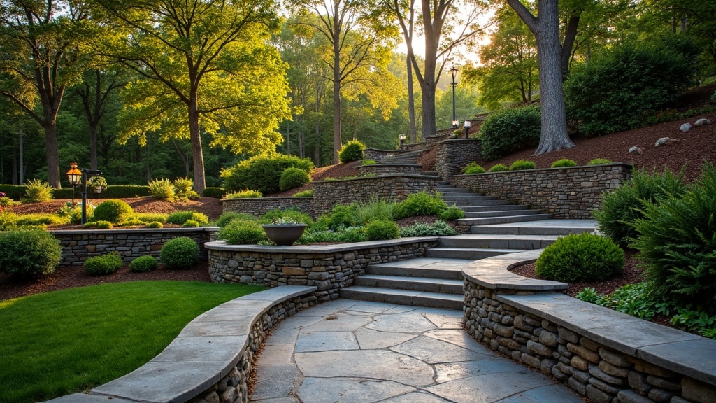 Chattanooga, TN stone retaining wall and garden