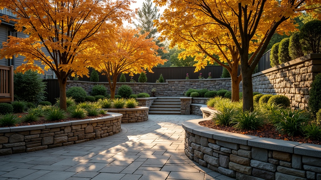 Cleveland, OH stone retaining wall and garden