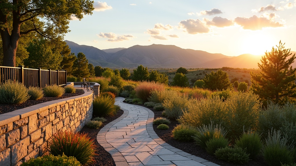 Colorado Springs, CO stone retaining wall and garden