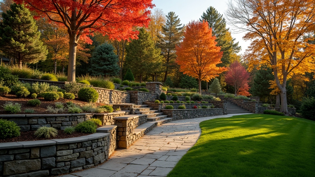 Columbus, OH stone retaining wall and garden