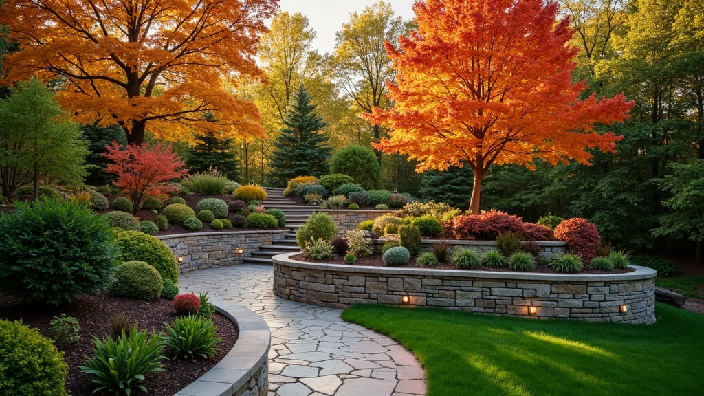 Des Moines, IA stone retaining wall and garden