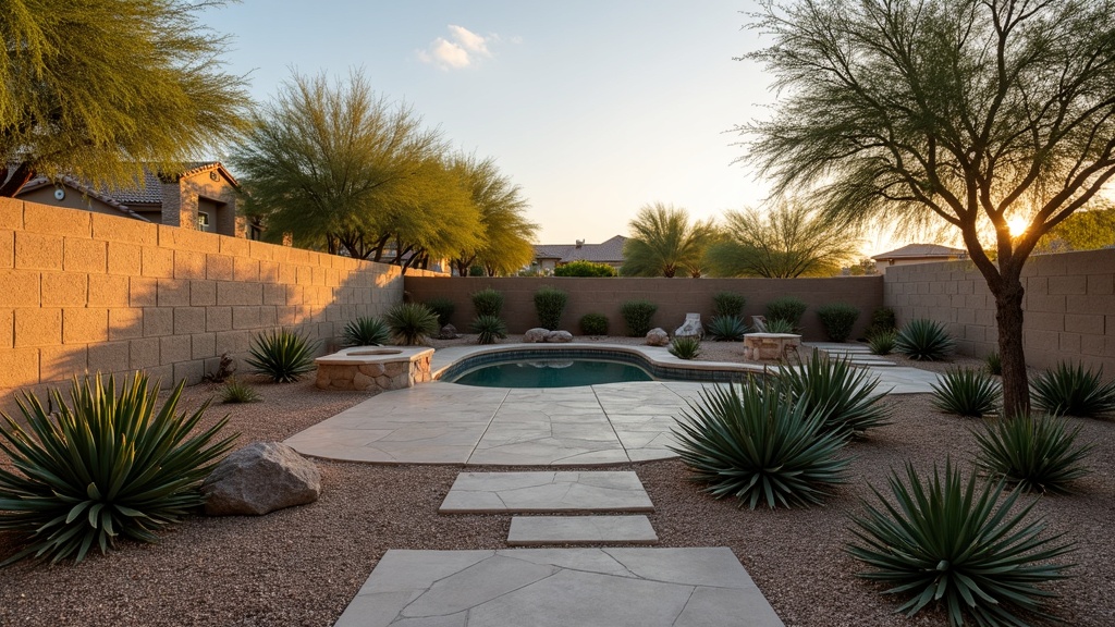 El Paso, TX stone retaining wall and garden