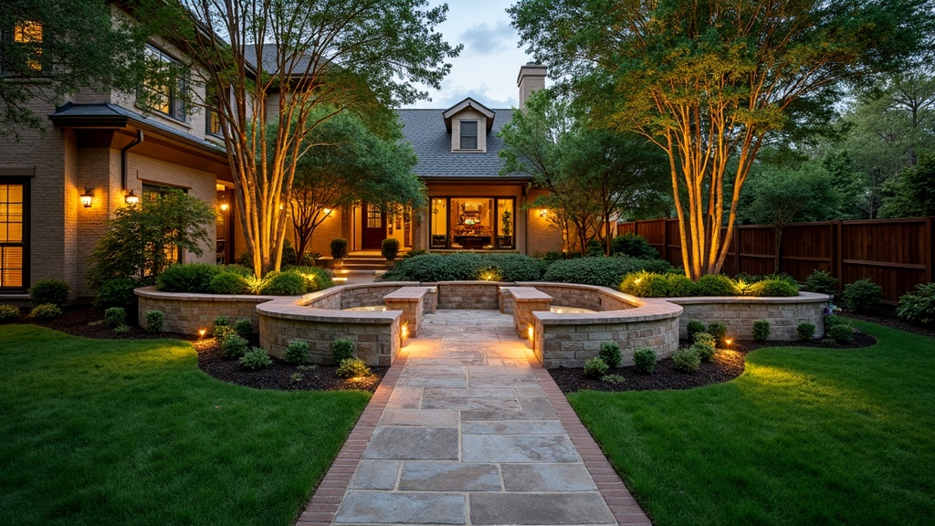 Frisco, TX stone retaining wall and garden