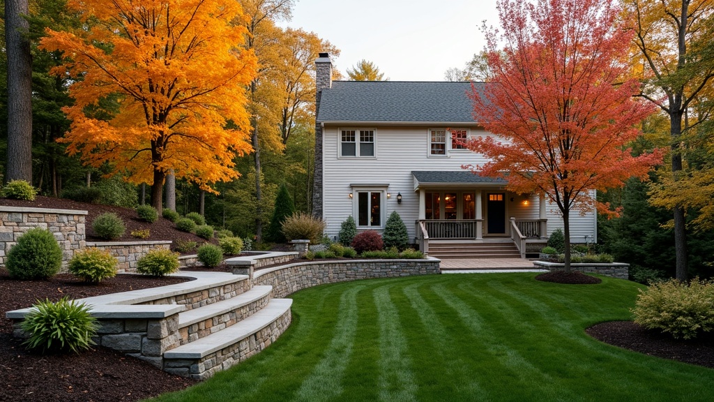 Indianapolis, IN stone retaining wall and garden