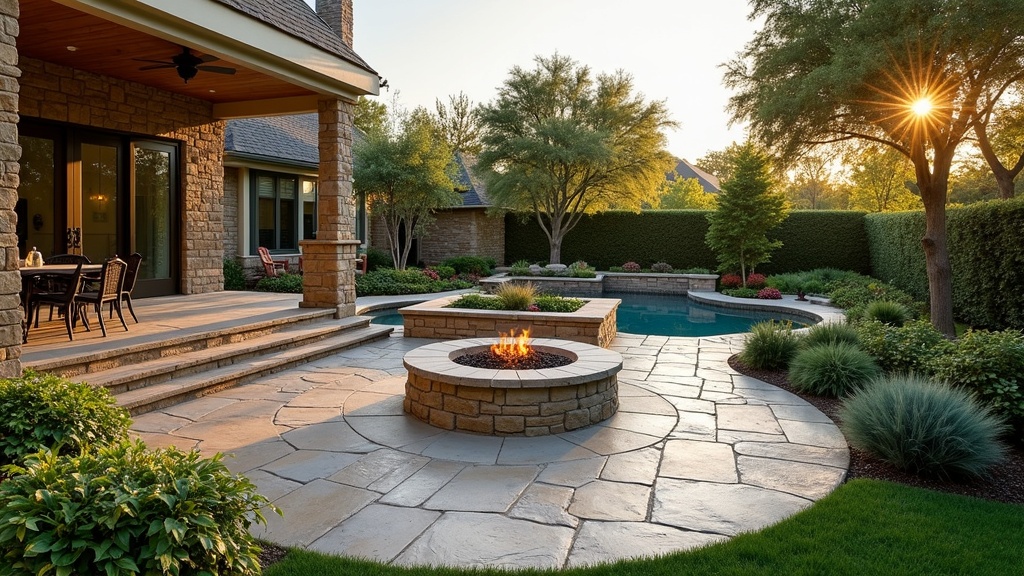 Irving, TX paver patio and fire pit