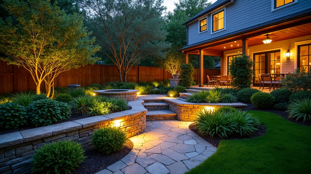 Katy, TX stone retaining wall and garden