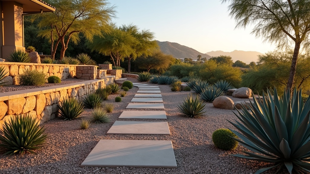 Laredo, TX stone retaining wall and garden