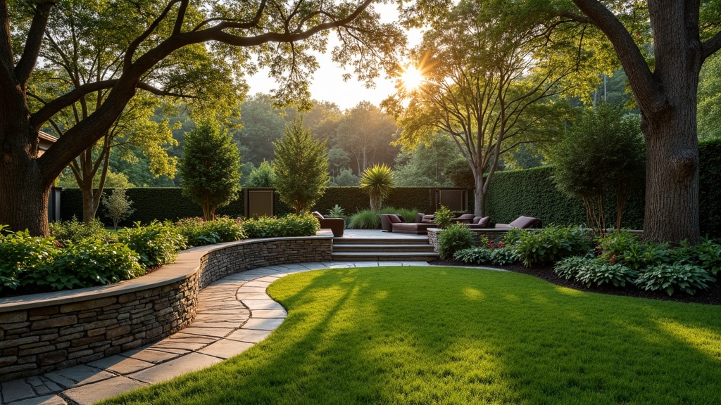 Louisville, KY stone retaining wall and garden