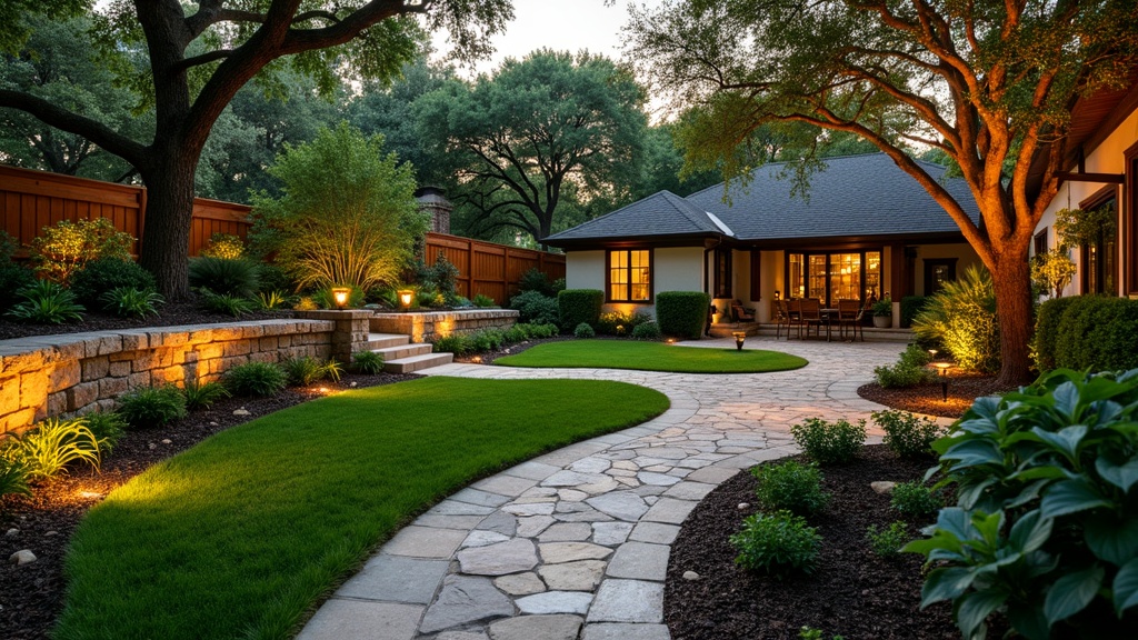 McKinney, TX stone retaining wall and garden