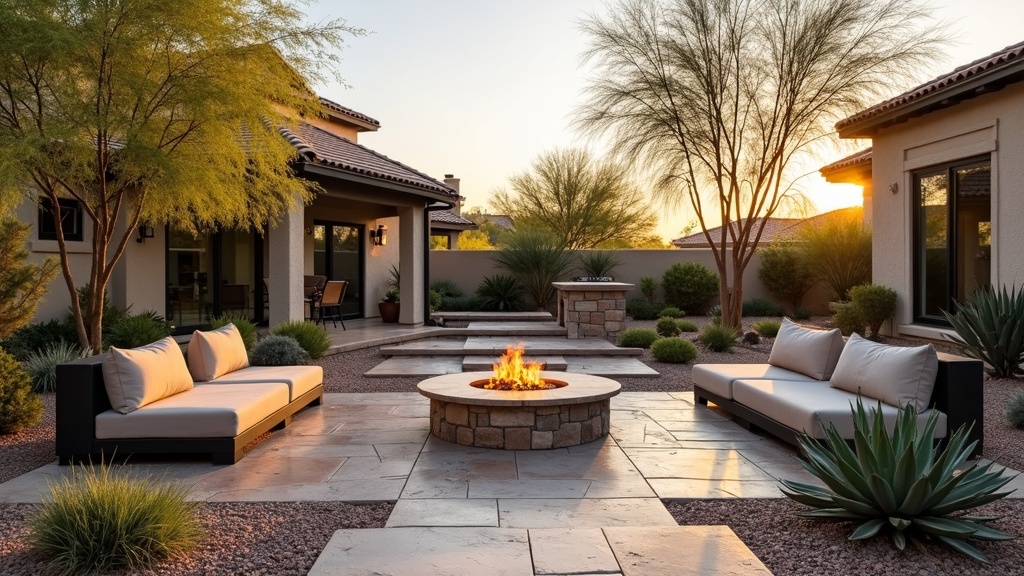Mesa, AZ paver patio and fire pit