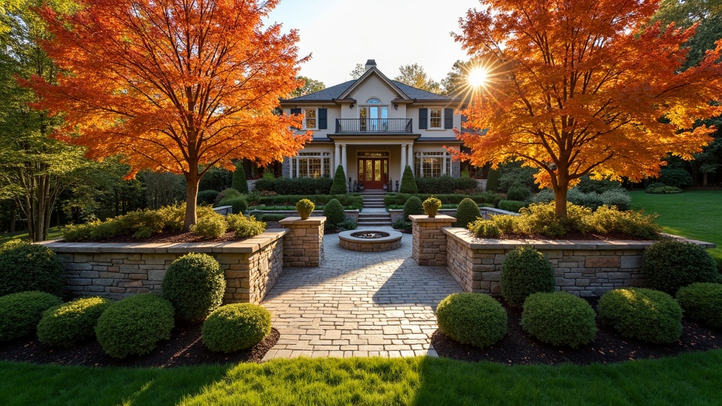 New York, NY stone retaining wall and garden