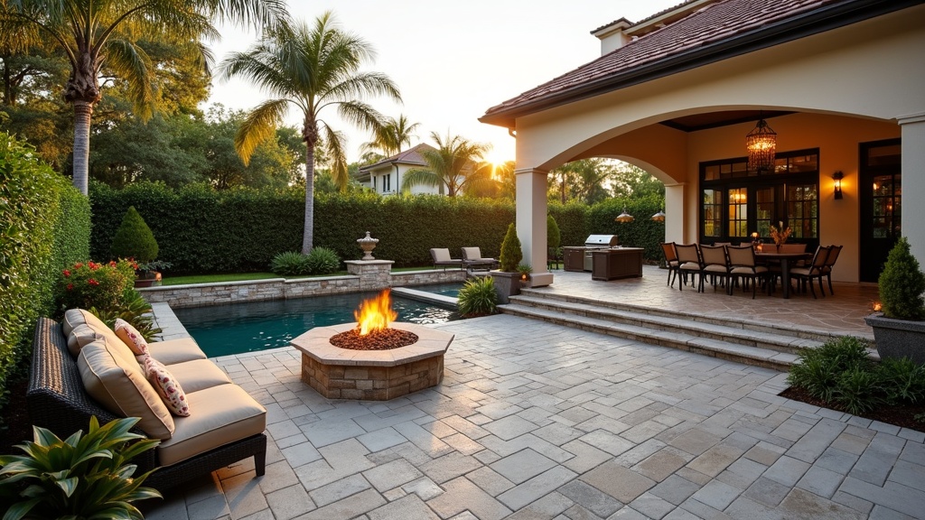 Orlando, FL paver patio and fire pit