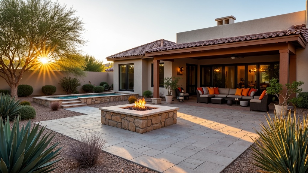 Phoenix, AZ paver patio and fire pit