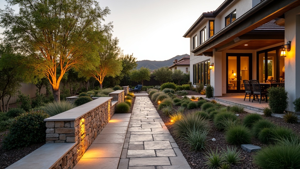 San Francisco, CA stone retaining wall and garden