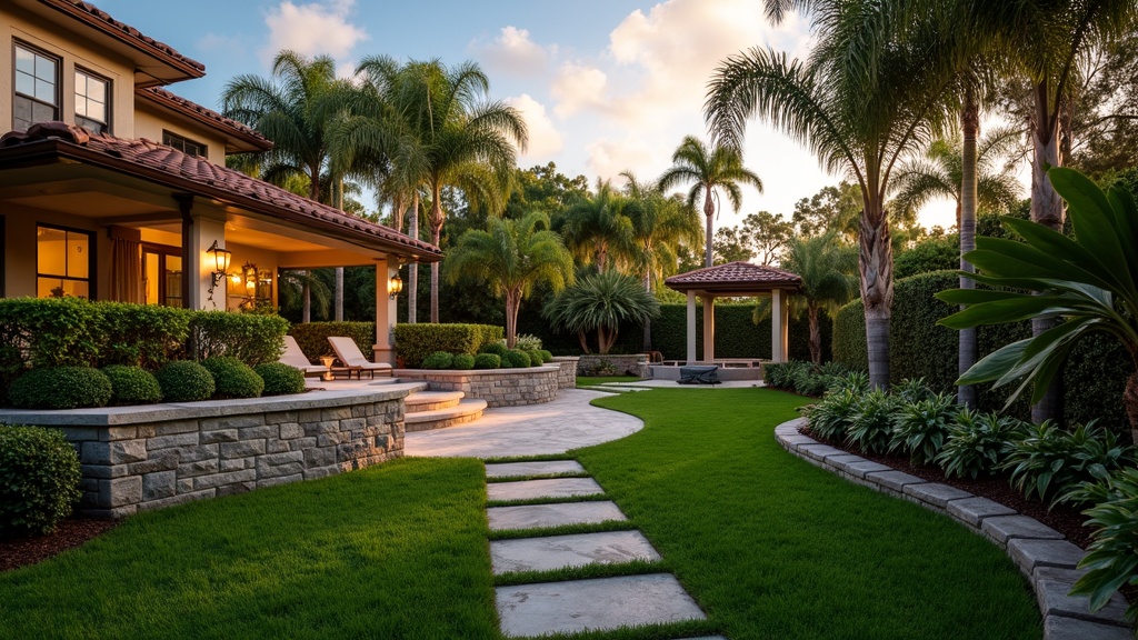 Tampa, FL stone retaining wall and garden