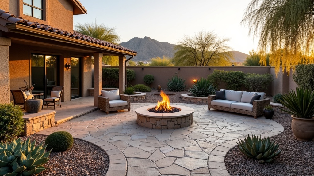 Tempe, AZ paver patio and fire pit