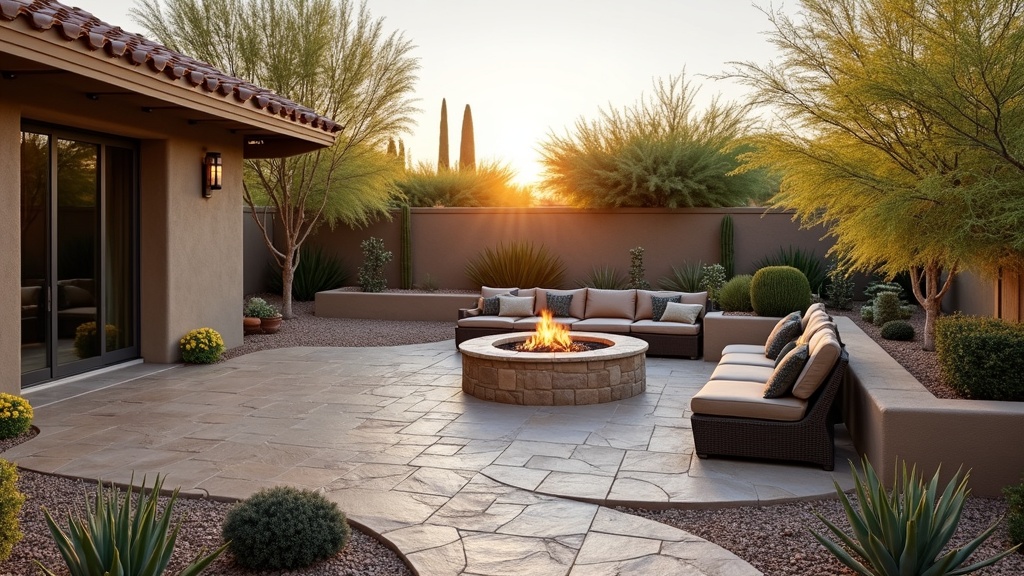 Tucson, AZ paver patio and fire pit