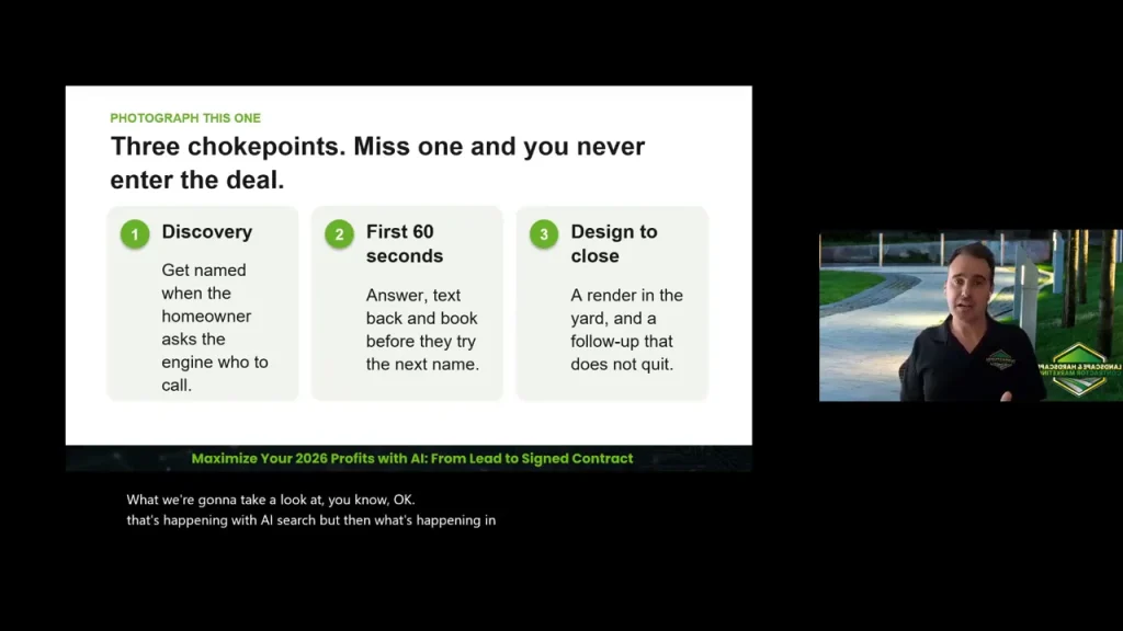Slide showing discovery, first contact, and close as three stages of the customer journey